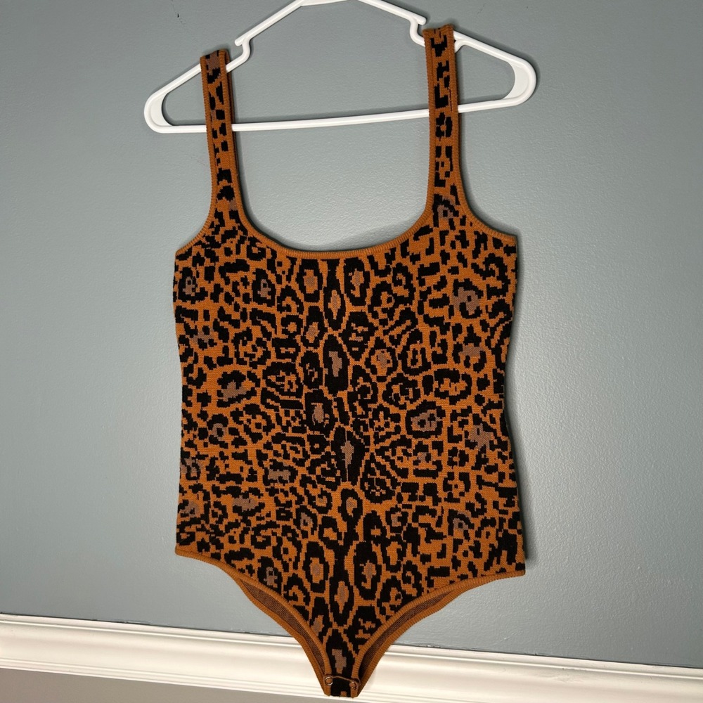 House of Harlow 1960 x REVOLVE Leopard‎ Print Knit Bodysuit Small Layering
